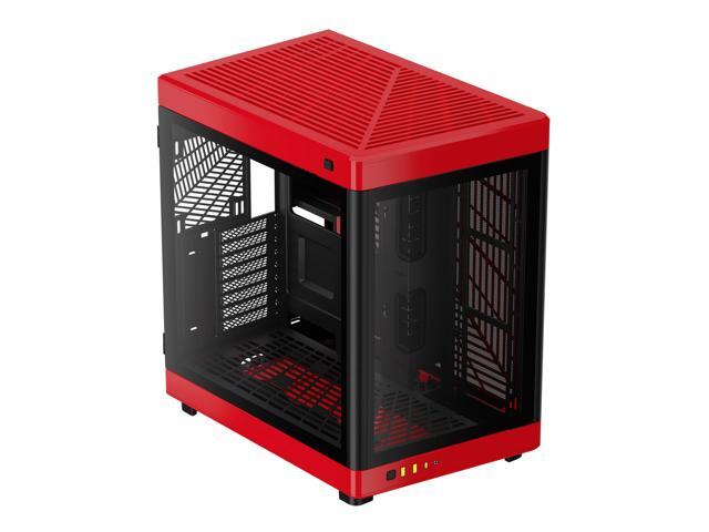 Gamdias NESO P1 Red with Black interior, ATX Dual Chamber, Panoramic Tempered Glass, Trapezoid Shaped