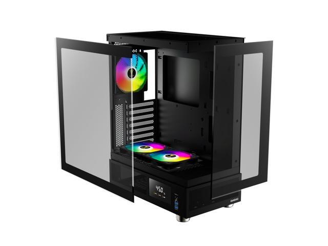 Gamdias ATLAS E1, CPU GPU temp screen, tank with mesh air flow, 3x ARGB 120mm fans, RGB 5v 3pin sync, tempered glass, ATX, MATX, ITX