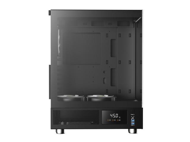 Gamdias ATLAS E1, CPU GPU temp screen, tank with mesh air flow, 3x ARGB 120mm fans, RGB 5v 3pin sync, tempered glass, ATX, MATX, ITX