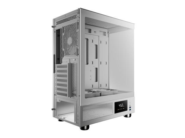Gamdias ATLAS E1 WHITE, CPU GPU temp screen, tank with mesh air flow, 3x ARGB 120mm fans, RGB 5v 3pin sync, tempered glass, ATX, MATX, ITX