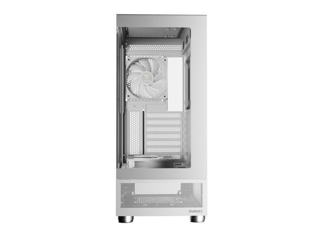 Gamdias ATLAS E1 WHITE, CPU GPU temp screen, tank with mesh air flow, 3x ARGB 120mm fans, RGB 5v 3pin sync, tempered glass, ATX, MATX, ITX