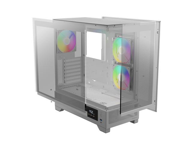 Gamdias ATLAS M1 White CPU/GPU Temperature Display, ATX Tempered Glass PC Case, Built-in 3X 120mm ARGB PWM Fans, fits: GPU 410mm, and 360mm...