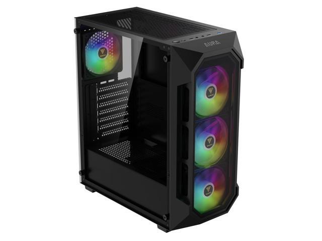 Gamdias AURA GC1 ELITE ATX Mid-Tower PC Case, Airflow Mesh Front, 4 ARGB Fans, Tempered Glass, GPU 340mm / 360mm AIO