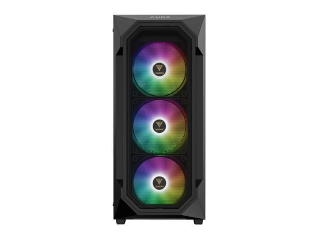 Gamdias AURA GC1 ELITE ATX Mid-Tower PC Case, Airflow Mesh Front, 4 ARGB Fans, Tempered Glass, GPU 340mm / 360mm AIO