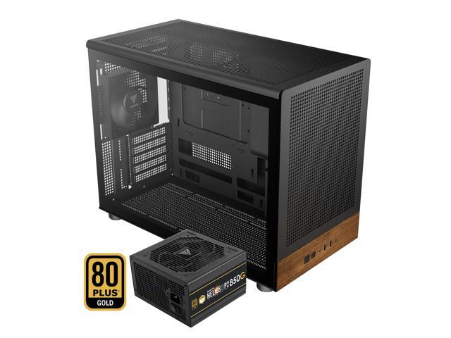 Gamdias ATHENA M4M WOOD, with ATX 3.1 850W 80+ GOLD PSU 5yr warranty, mini ITX, mATX, micro mesh small form factor PC case, 3 PWM fans (Airflow up...