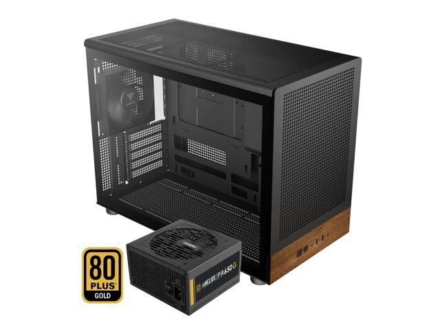 Gamdias ATHENA M4M WOOD, with ATX 3.1 650W 80+ GOLD PSU 5yr warranty, mini ITX, mATX, micro mesh small form factor PC case, 3 PWM fans (Airflow up...
