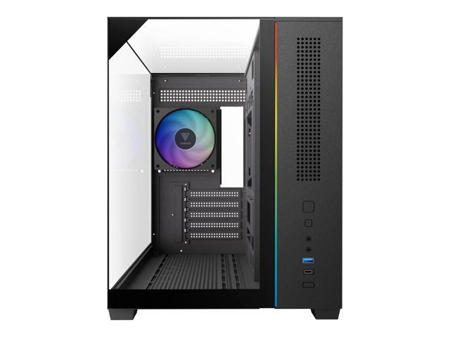 Gamdias ATLAS M3M Micro ATX Mini-ITX PC Case, 3-Side Tempered Glass, 3 ARGB Fans, Angled GPU Airflow, 400mm GPU