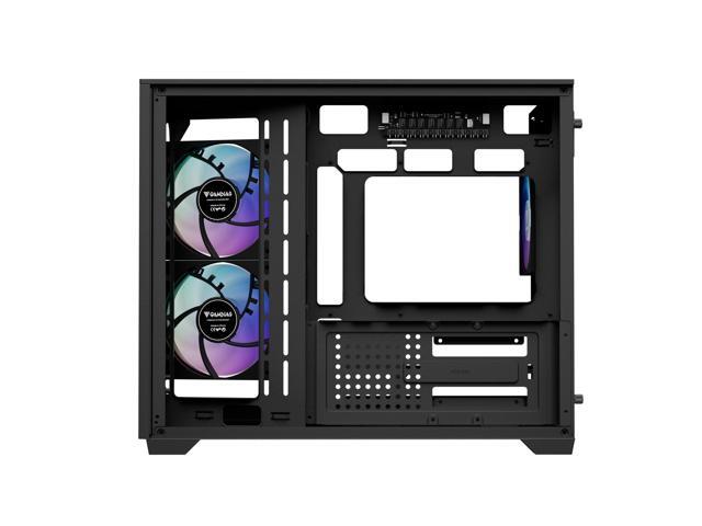 Gamdias ATLAS M3M Micro ATX Mini-ITX PC Case, 3-Side Tempered Glass, 3 ARGB Fans, Angled GPU Airflow, 400mm GPU