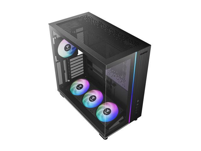 Gamdias ATLAS M4 pc case ATX 4x120mm PWM ARGB fans, Adjustable Angle Fan Mount, Chimney Airflow, Anti-Sag GPU Bracket, Front-Mounted PSU Design