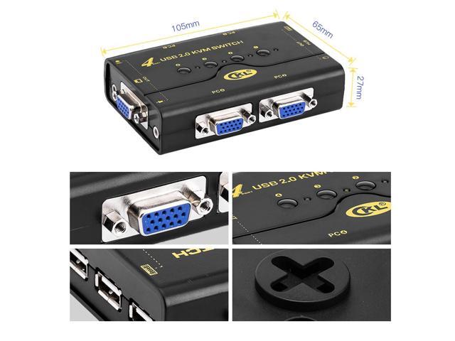 41UA USB 2.0 VGA KVM Switch with USB Hub + Cables Support Audio Microphone 2048x1536 (4 Port Manual)
