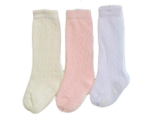 Lian LifeStyle Children's 3 Pairs Premium Cotton Crew Socks. Durable, Lightweight & Effective - Sweat Absorbent Great for Sports Mesh M(2Y-4Y)