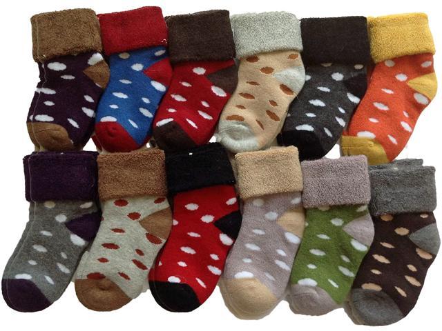 Lian LifeStyle Children 8 Pairs Cool & Fun Viscose Kids Socks. Soft, Warm & Breathable w/ Anti Slip Great for All Sports Girl 0Y-1Y Random Color