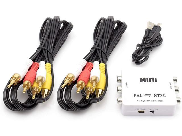 NTSC to PAL Converter Kit - TV Converter from PAL to NTSC - Bi-Directional TV System Converter Adapter with Two RCA Cables - (White) - Does NOT.