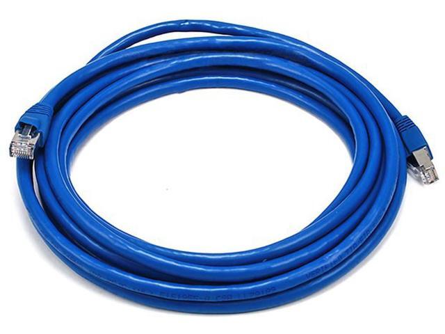 Monoprice Cat6A Ethernet Patch Cable - 14 Feet - Blue Snagless RJ45, Stranded, 550Mhz, STP, Pure Bare Copper Wire, 10G,26AWG