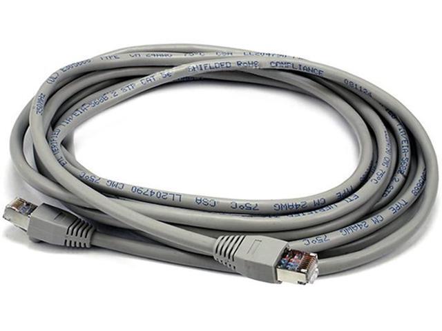 Monoprice Cat5e Ethernet Patch Cable - 15 Feet - Gray Network Internet Cord - RJ45, Stranded, 350Mhz, STP, Pure Bare Copper Wire, 24AWG