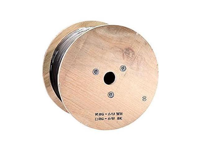 Monoprice Bulk Coaxial Cable - 1000 Feet - Black RG6 Quad Shield CL2, 18AWG 75 ohm