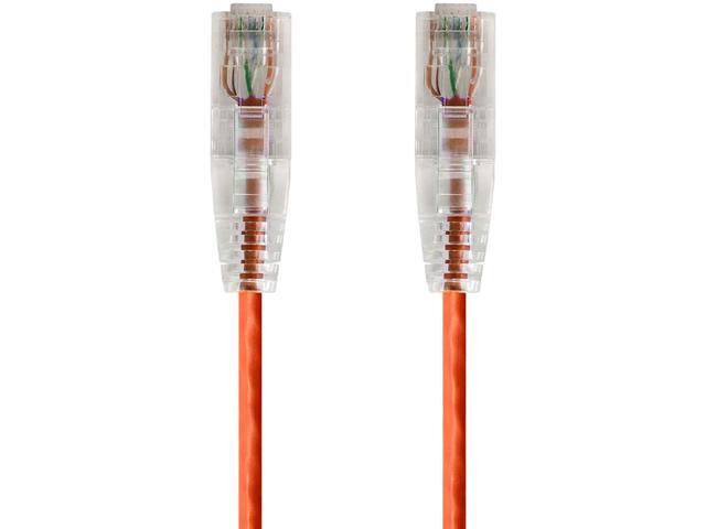 Monoprice Cat6 Ethernet Patch Cable - 2 feet - Orange Snagless RJ45 Stranded 550MHz UTP CMR Riser Rated Pure Bare Copper Wire 28AWG - SlimRun Series
