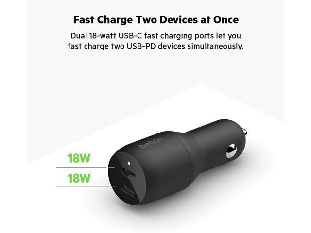 Belkin - BOOST↑CHARGE  Dual USB-C Car Charger 36W - Black - image 12