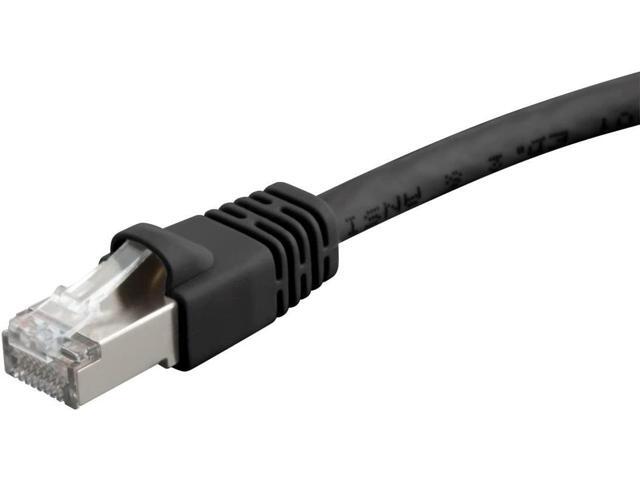 Monoprice Cat6A Ethernet Patch Cable - 7 Feet - Black Network Internet Cord - RJ45, 550Mhz, STP, Pure Bare Copper Wire, 10G, 26AWG