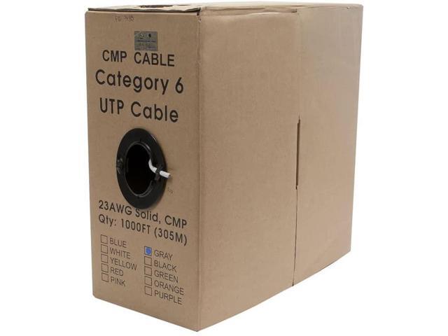 Monoprice Cat6 Ethernet Bulk Cable - 1000 Feet - White Solid, 550Mhz, UTP, CMP, Plenum, Pure Bare Copper Wire, 23AWG, No Logo