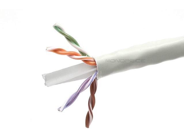 Monoprice Cat6 Ethernet Bulk Cable - 1000 Feet - White Solid, 550Mhz, UTP, CMP, Plenum, Pure Bare Copper Wire, 23AWG, No Logo