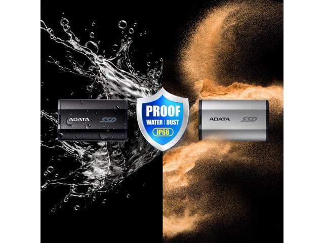 ADATA SD810 1000G IP68 Water Resistance Up to 2000 MB/s USB 3.2 Gen 2 USB-C External Solid State Drive - Silver for iPhone 15/Pro/Max, Android...