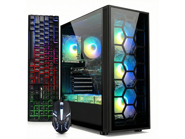 STGAubron Gaming PC Desktop, Intel Core i7 up to 3.9GHz, GeForce RTX 3050 6G, 16