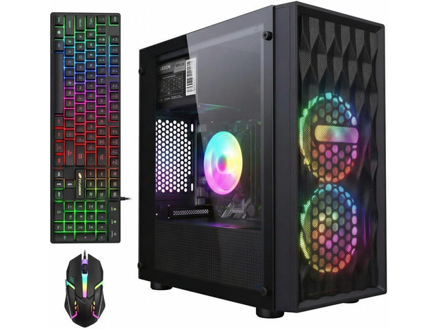 STGAubron Gaming PC Computer Desktop, Intel Core i7 8th Gen up to 4.1GHz, Radeon RX 590 8G, 16G DDR4, 512G SSD, WiFi 6 & BT 5.2, RGB Fan x2,...