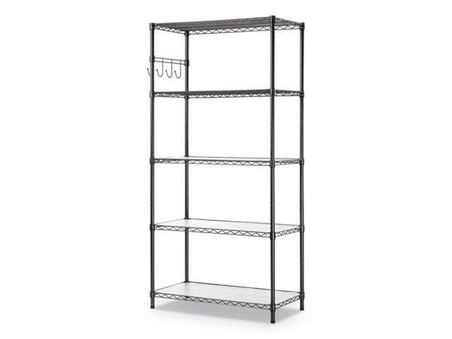 Alera 5-Shelf Wire Shelving Kit Casters and Shelf Liners 36x18x72 Black Anthracite