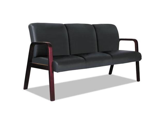 Alera Reception Lounge WL 3-Seat Sofa 65.75 x 26 1/8 x 33 Black/Mahogany RL2319M