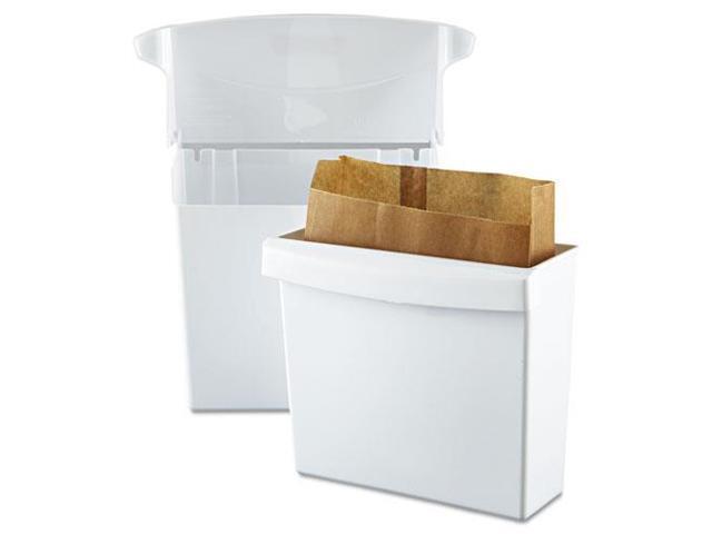 Sanitary Napkin Receptacle with Rigid Liner Rectangular Plastic White