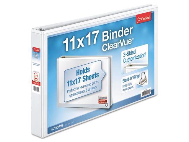 Cardinal 11 x 17 ClearVue Slant-D Ring Binder 1 1/2' Cap White 22122