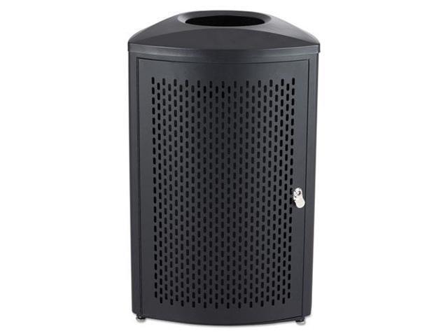 Indoor Waste Receptacle, Triangle With Open Top Dome, Steel, 20 Gal, Black