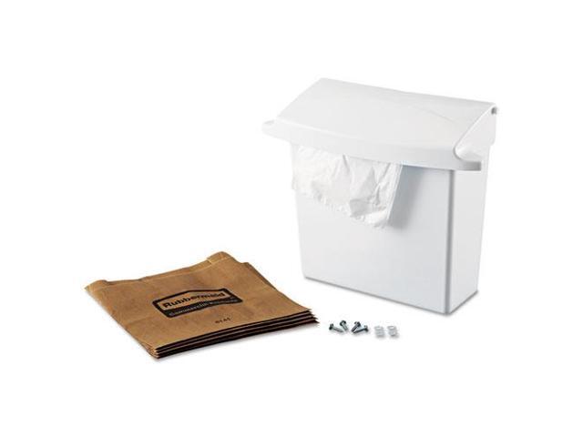 Sanitary Napkin Receptacle with Rigid Liner Rectangular Plastic White