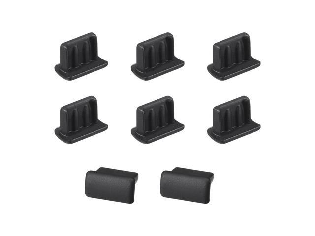 Silicone Mini USB Anti-Dust Stopper Cap Cover Black 10pcs