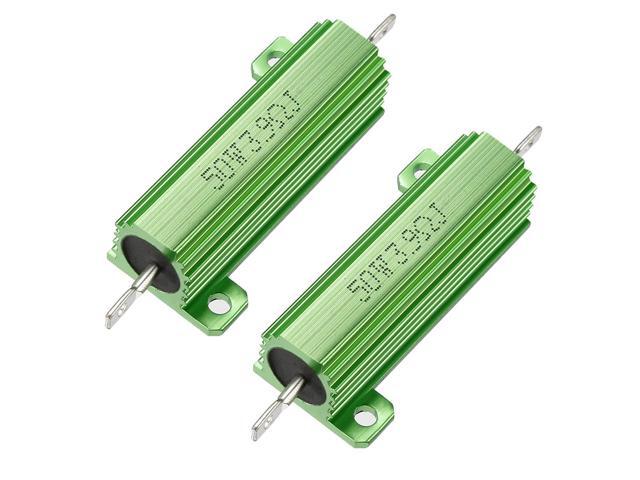 Unique Bargains 50W 3.9 Ohm Aluminium Housing Chassis Mount Wirewound Power Resistor Green 2pcs