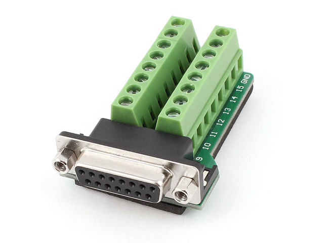 Unique Bargains DB15 D-SUB 15pin Female Adapter Jack Terminal Breakout PCB Board 2 Row Screw
