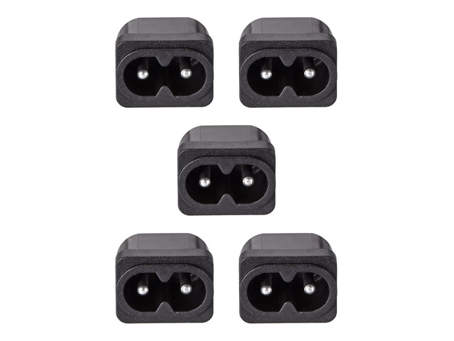 C8 Panel Mount Plug Adapter AC 250V 2.5A 2 Pins IEC Inlet Module Plug Power Connector Socket Straight 5pcs