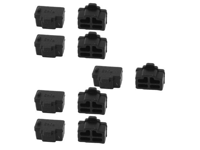 Unique Bargains Black Ethernet Port RJ45 RJ-45 Anti Dust Cover Cap Protector Plug 10Pcs