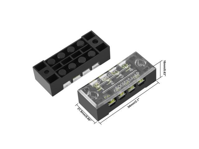 3 Pcs 4 Positions Dual Rows 600V 15A Wire Barrier Block Terminal Strip TB-1504L