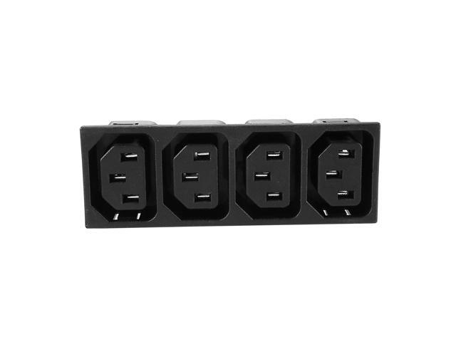 Panel Mount Plug Adapter AC 250V 15A /10A C14 3 Pins 4 Outlets IEC Inlet Module Plug Power Connector Socket Straight