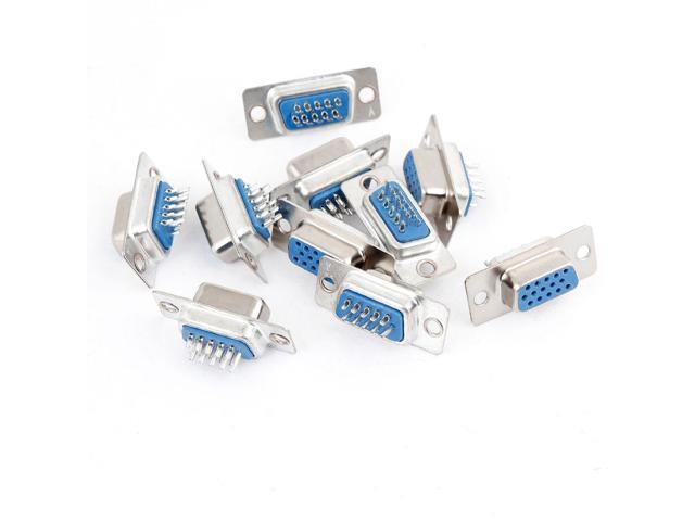 Solder Type 15 Pin D-SUB PCB Mount VGA HD15 Female Adapter Converter 10 Pcs