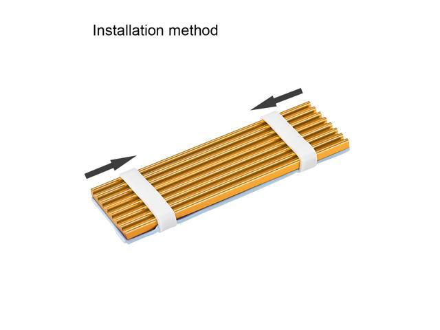 M.2 Aluminum Heatsink Kit 70x22x3mm Golden Tone with Silicone Thermal Pads for 2280 SSD
