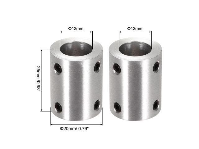 12mm to 12mm Bore Rigid Coupling Set Screw L25XD20 Aluminum Alloy,Shaft Coupler Connector,Motor Accessories,2pcs