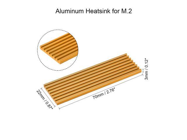 M.2 Aluminum Heatsink Kit 70x22x3mm Golden Tone with Silicone Thermal Pads for 2280 SSD