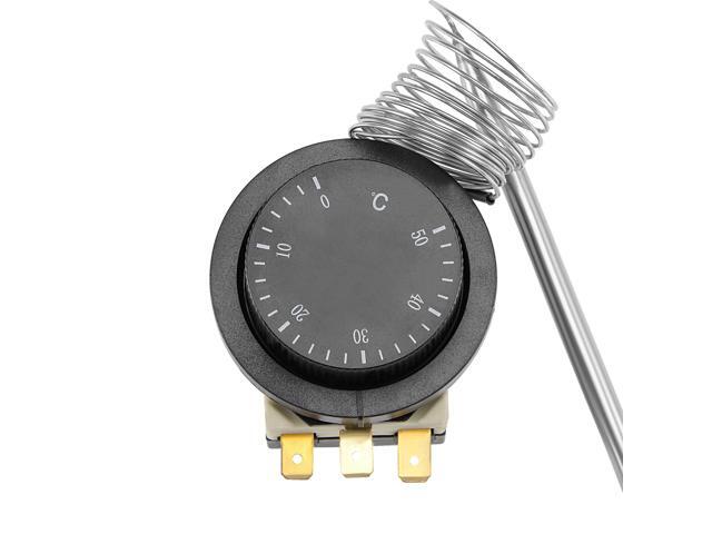 1NO 1NC 250/380V 16(2)A 0-50C Temperature Control Switch Capillary Thermostat for Oven Refrigerator Heater, 1.5m Length, with 2 Screws