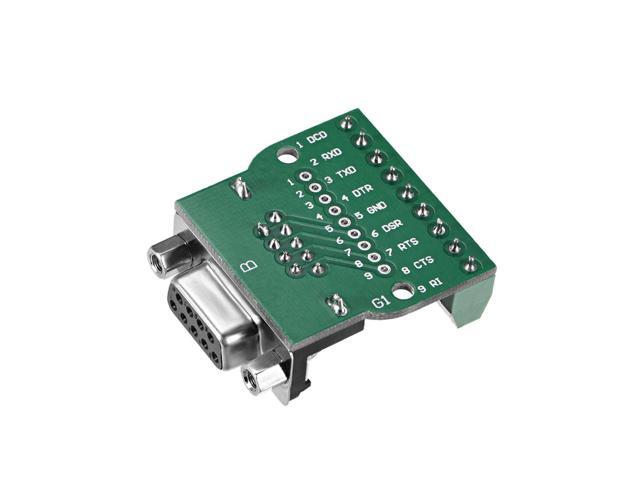 D-sub DB9 Breakout Board Connector 9 Pin 2 Row Female RS232 Serial Port Solderless Terminal Block Adapter with Positioning Nuts