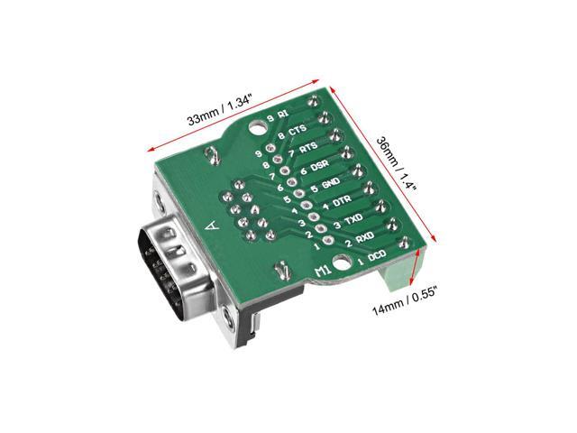 D-sub DB9 Breakout Board Connector 9 Pin 2 Row Male RS232 Serial Port Solderless Terminal Block Adapter