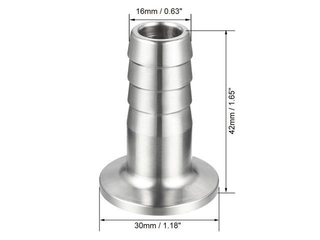 304 Stainless Steel KF16 Flange to 16mm Rubber Hose Barb Adapter for Vacuum Degassing Chambers Ovens