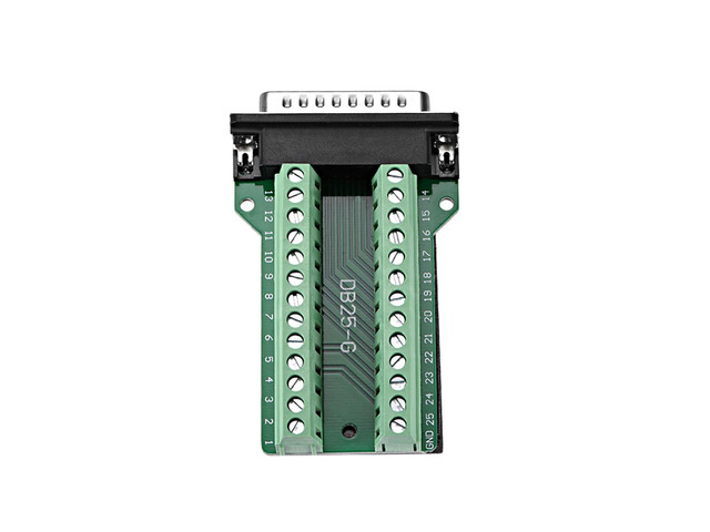 D-sub DB25 Breakout Board Connector 25 Pin 2-row Male Port Solderless Terminal Block Adapter with Thumb Screws